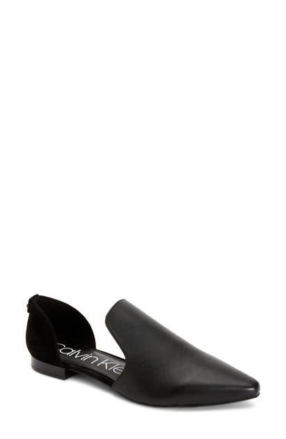 Calvin Klein Edona Loafer Flat In Black Leather