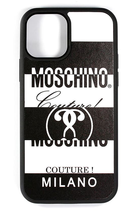 Moschino Stripe Question Mark Logo Iphone 12 Max 12 Pro Max Case In Fantasy Print White Modesens