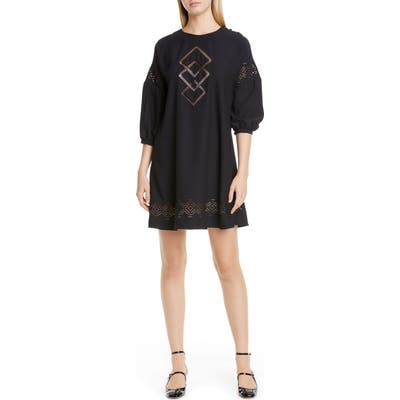 Red Valentino Geo Stitch Shift Dress, US / 46 IT - Black