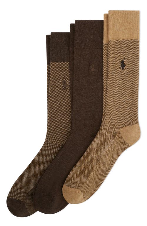 Shop Polo Ralph Lauren Assorted 3-pack Classic Gents Dress Socks In Beige