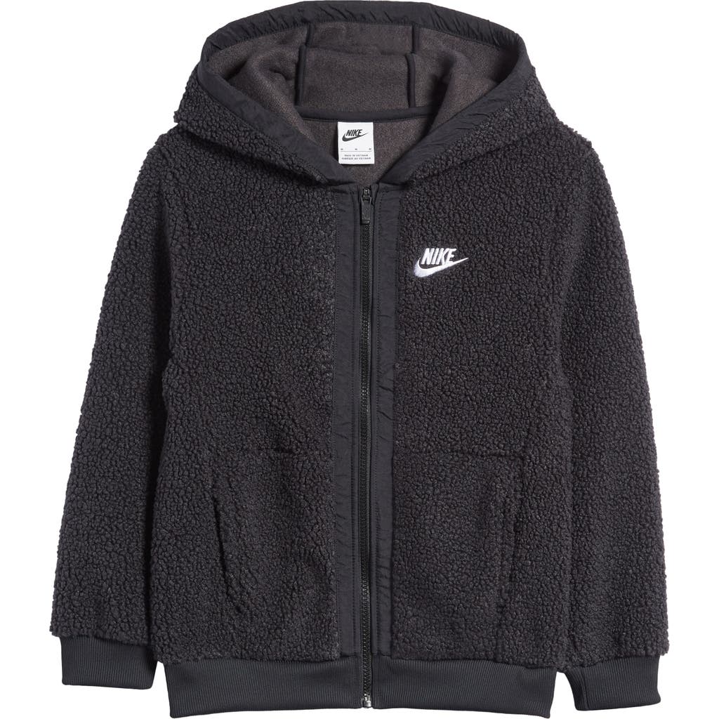 Nike Kids' Sportswear Club Texured Fleece Zip-up Hoodie In Black/black/white