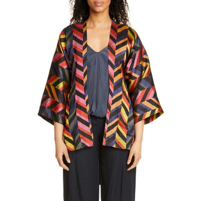 Zero + Maria Cornejo Oki Chevron Jacquard Wrap Jacket, Black