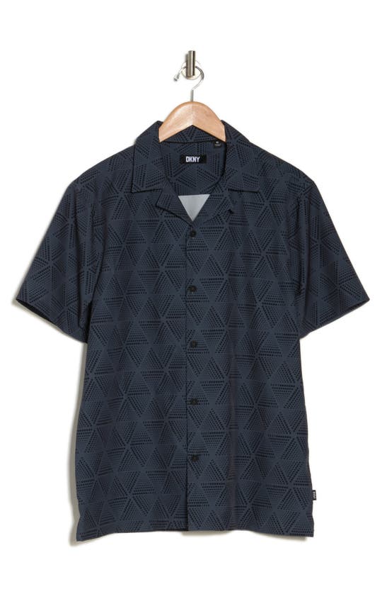 Shop Dkny Sportswear Roscoe Short Sleeve Button-up Camp Shirt In Graphite