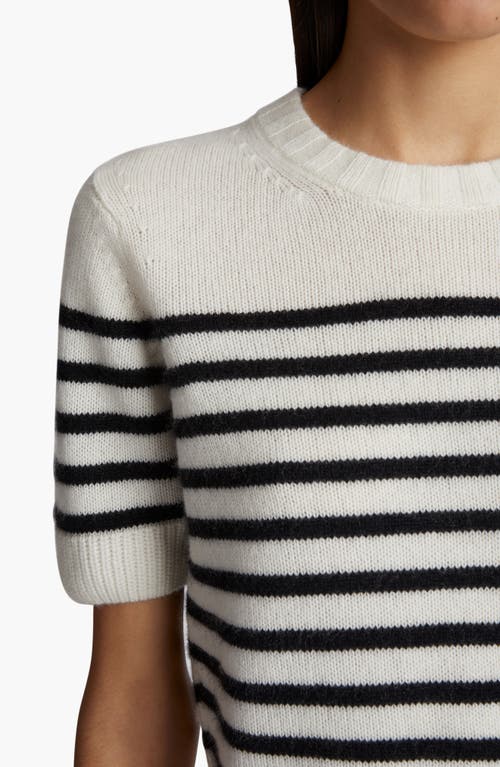 Shop Khaite Luphia Short Sleeve Cashmere Sweater In Glaze/black