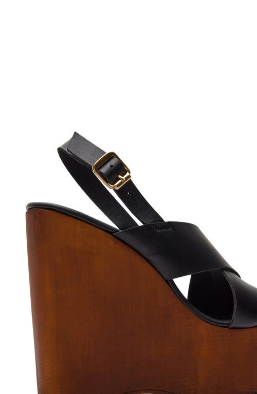 Steve Madden Galaxy Platform Wedge Sandal In Black Leather