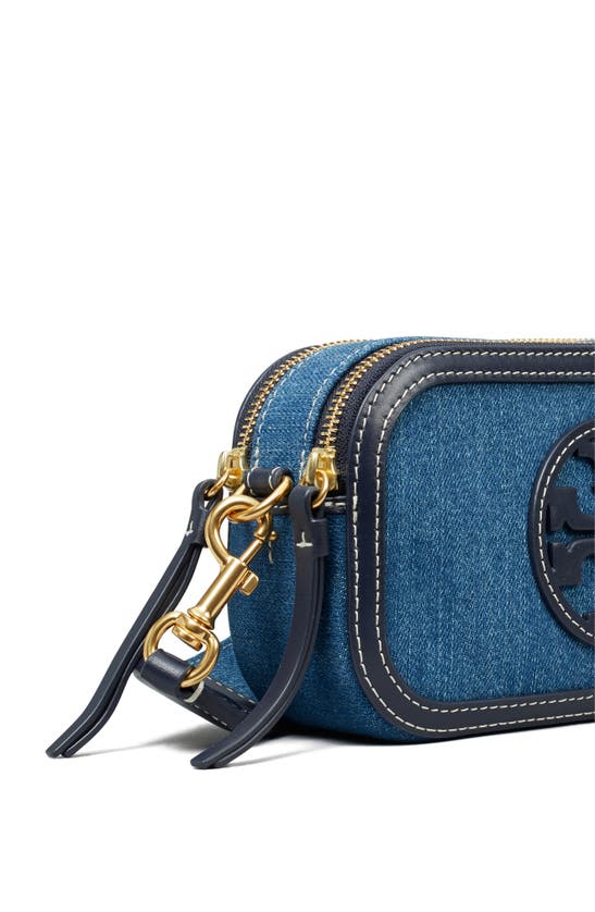 Shop Tory Burch Mini Miller Denim Crossbody Bag In Denim Multi