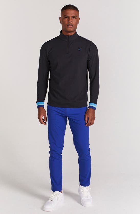 Shop Redvanly Hayden Contrast Cuff Quarter-zip Pullover In Black