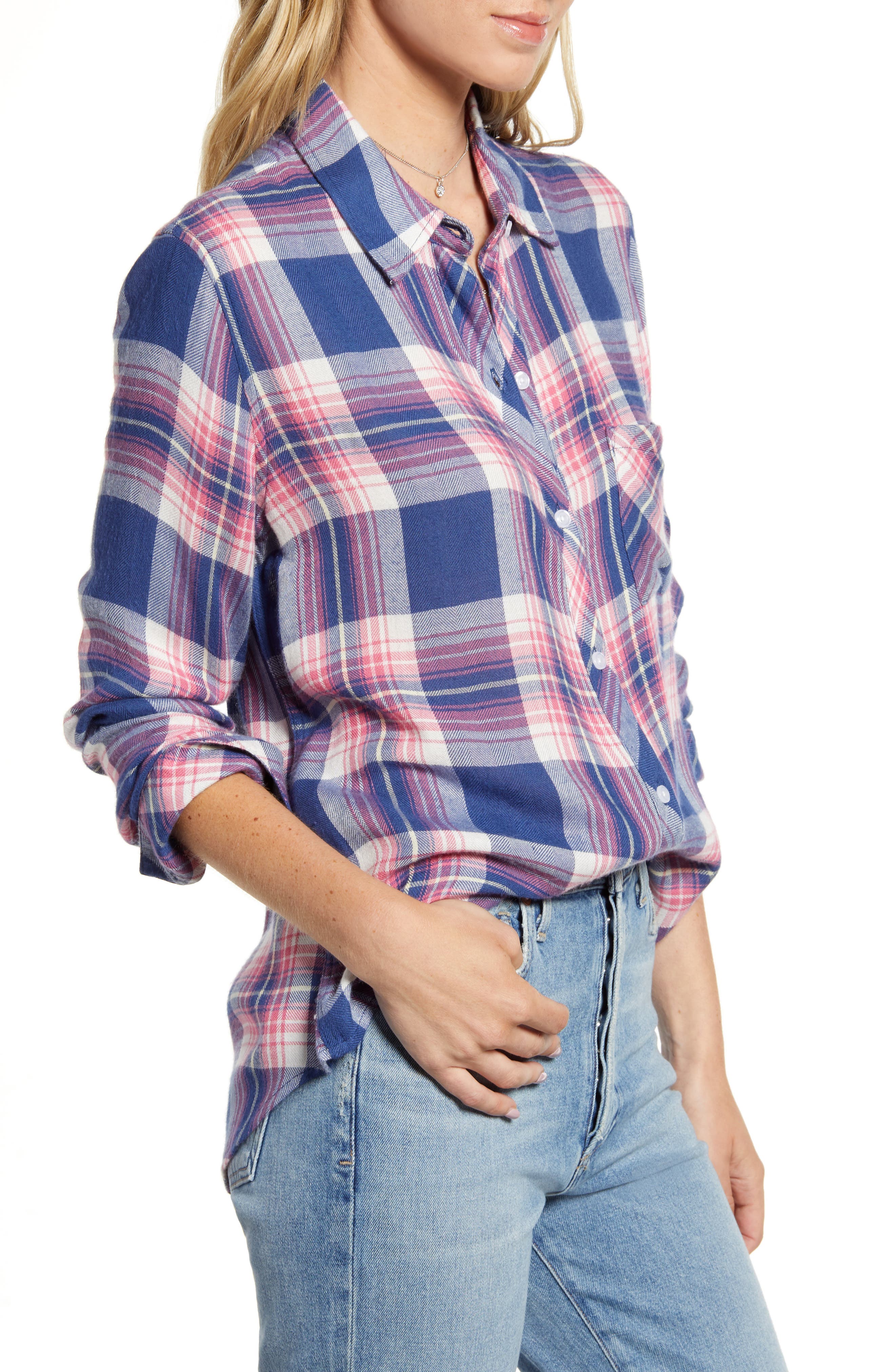 pink plaid shirt womens