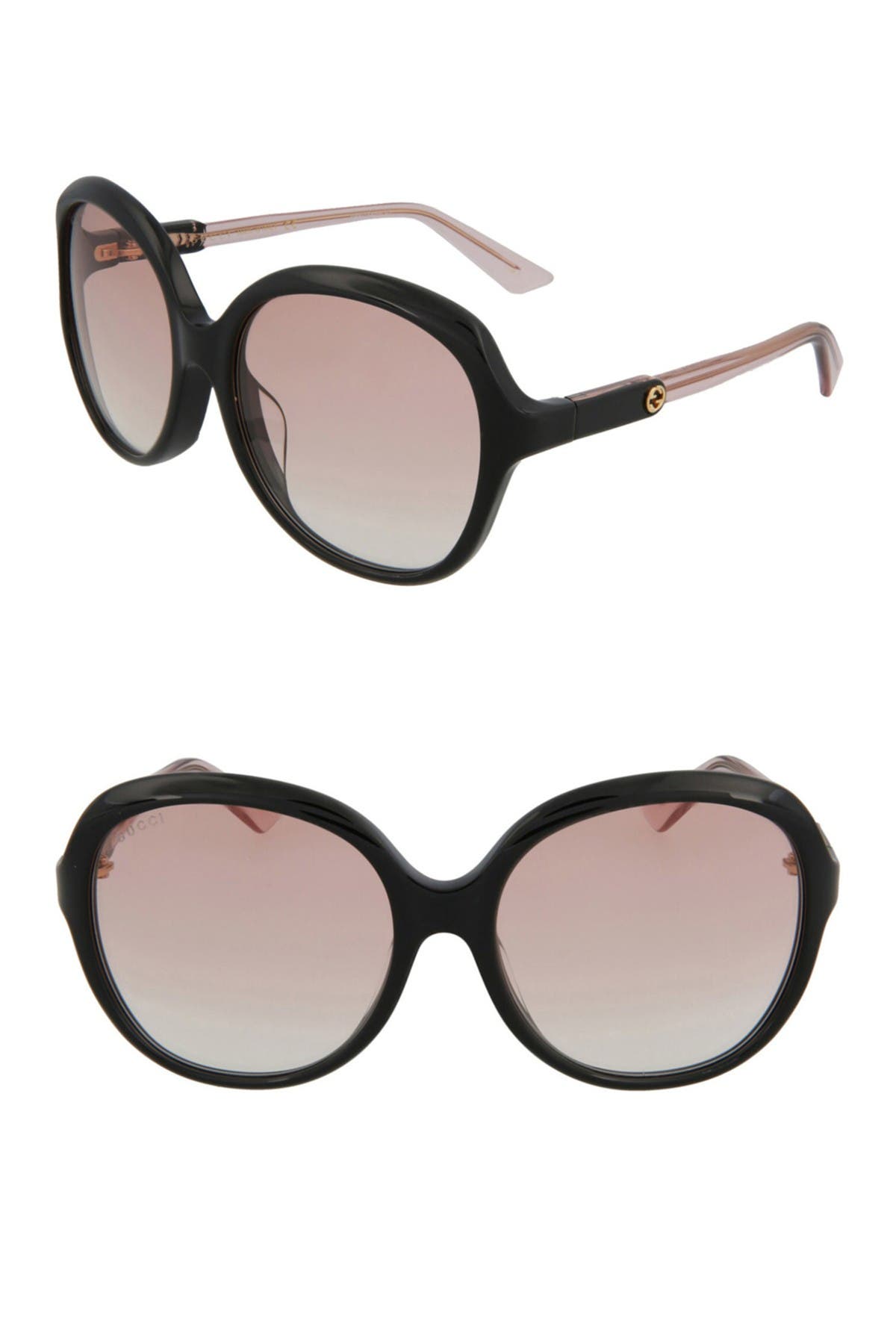 Gucci 58mm Core Oversized Sunglasses In Black Black Orange