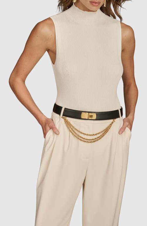 Donna Karan New York Turtleneck Rib Tank Bodysuit In Ivory