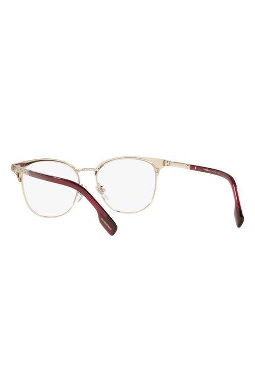 Burberry Sophia 52mm Square Optical Glasses In Light Gold/burgundy