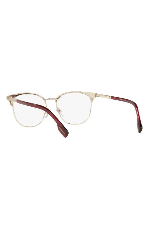 Shop Burberry Sophia 52mm Square Optical Glasses In Light Gold/burgundy