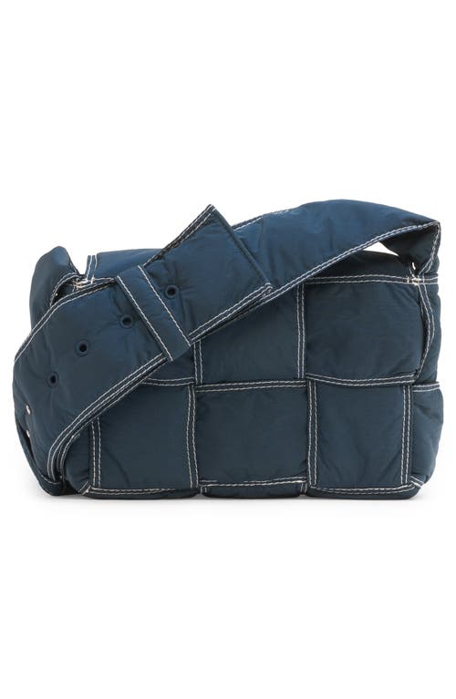 Shop Bottega Veneta Small Padded Cassette Bag In 3493 Deep Blue/white