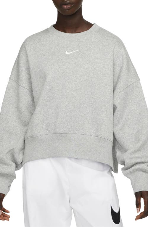 Shop Nike Phoenix Fleece Crewneck Sweatshirt In Dk Grey Heather/sail