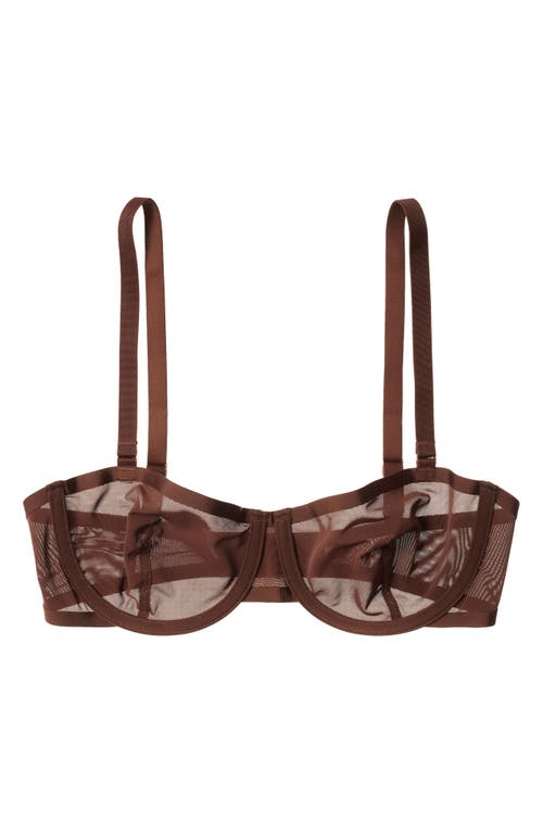 Cuup The Balconette Mesh Bra In Espresso