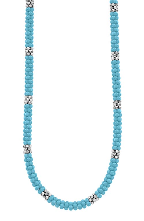 Shop Lagos Blue Caviar Beaded Necklace In Silver/blue