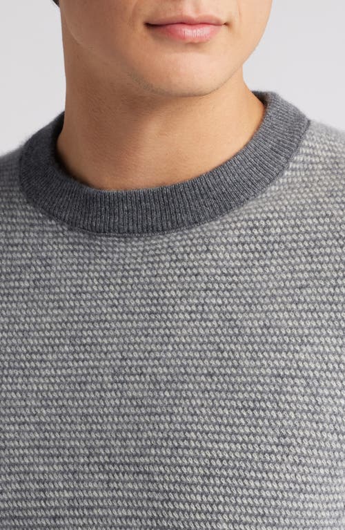 Shop Nordstrom Crewneck Cashmere Sweater In Charcoal Ivory Texture