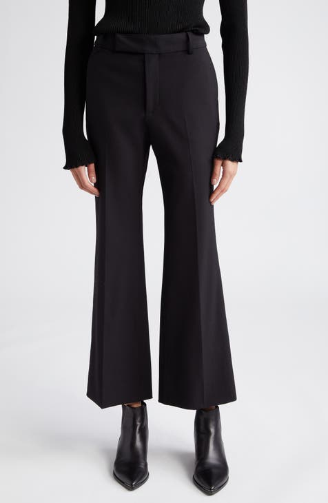 Stretch Wool Blend Crop Suiting Pants