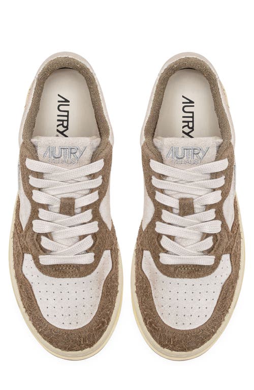 Shop Autry Medalist Low Sneaker In Suede/hair Mud