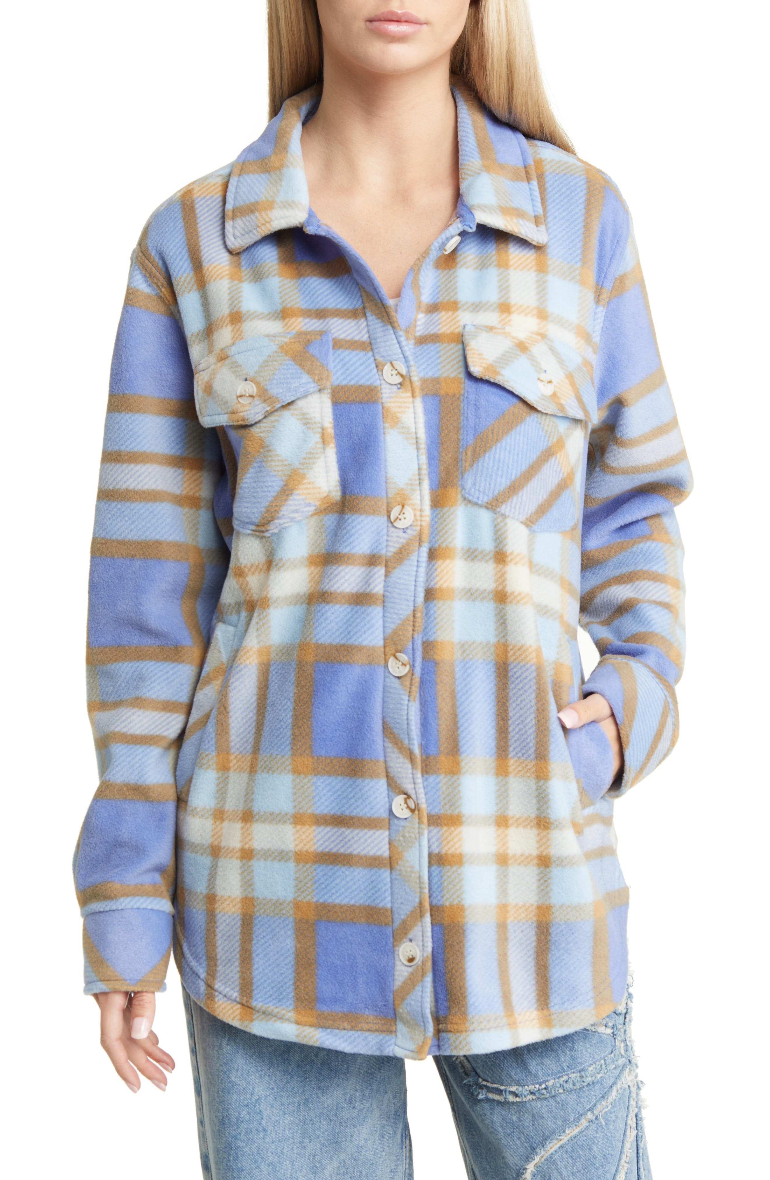 Thread & Supply Plaid Polar Fleece Shacket | Nordstrom