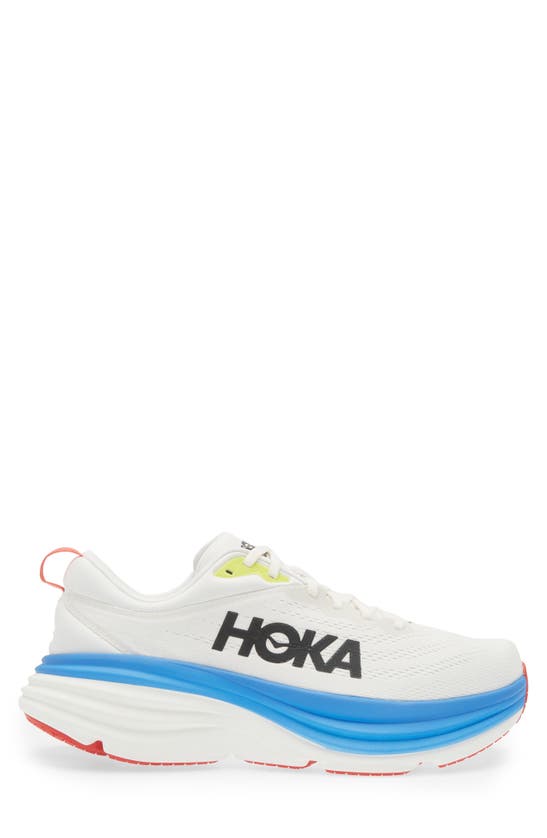 Shop Hoka Bondi 8 Running Shoe In Blanc De Blanc / Virtual Blue