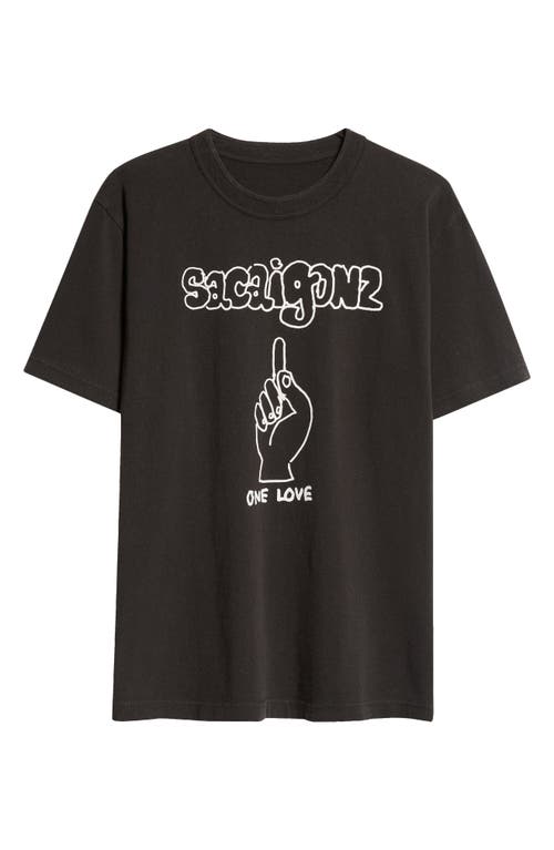 Shop Sacai Mark Gonzales One Love Graphic T-shirt In Black