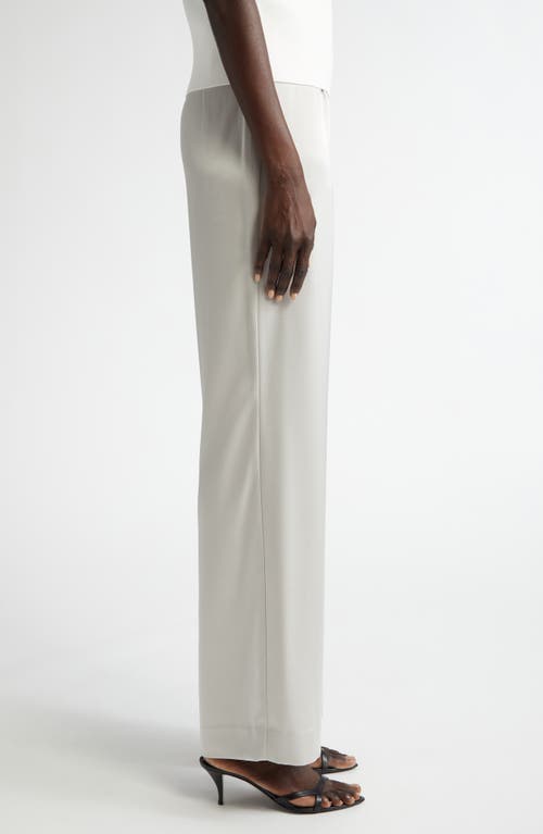 St John Satin Crepe Wide-leg Trouser Pants With Button Detail In Platinum