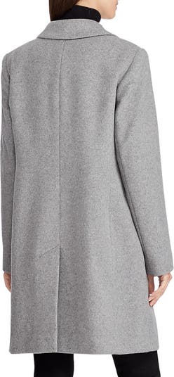 Lauren Ralph Lauren Reefer Wool Blend Coat in DF Grey at Nordstrom, Size 16