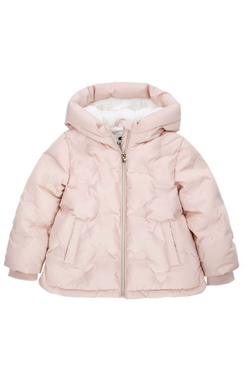 Shop Rokka&rolla Baby Fleece Lined Heart Pattern Puffer Jacket In Pink