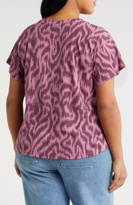 Shop Wit & Wisdom Abstract Print Crewneck T-shirt In Dusty Grape