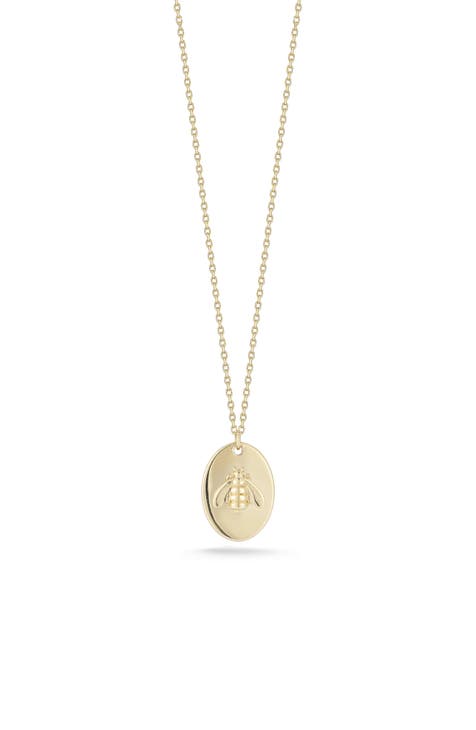 14K Yellow Gold Bee Pendant Necklace