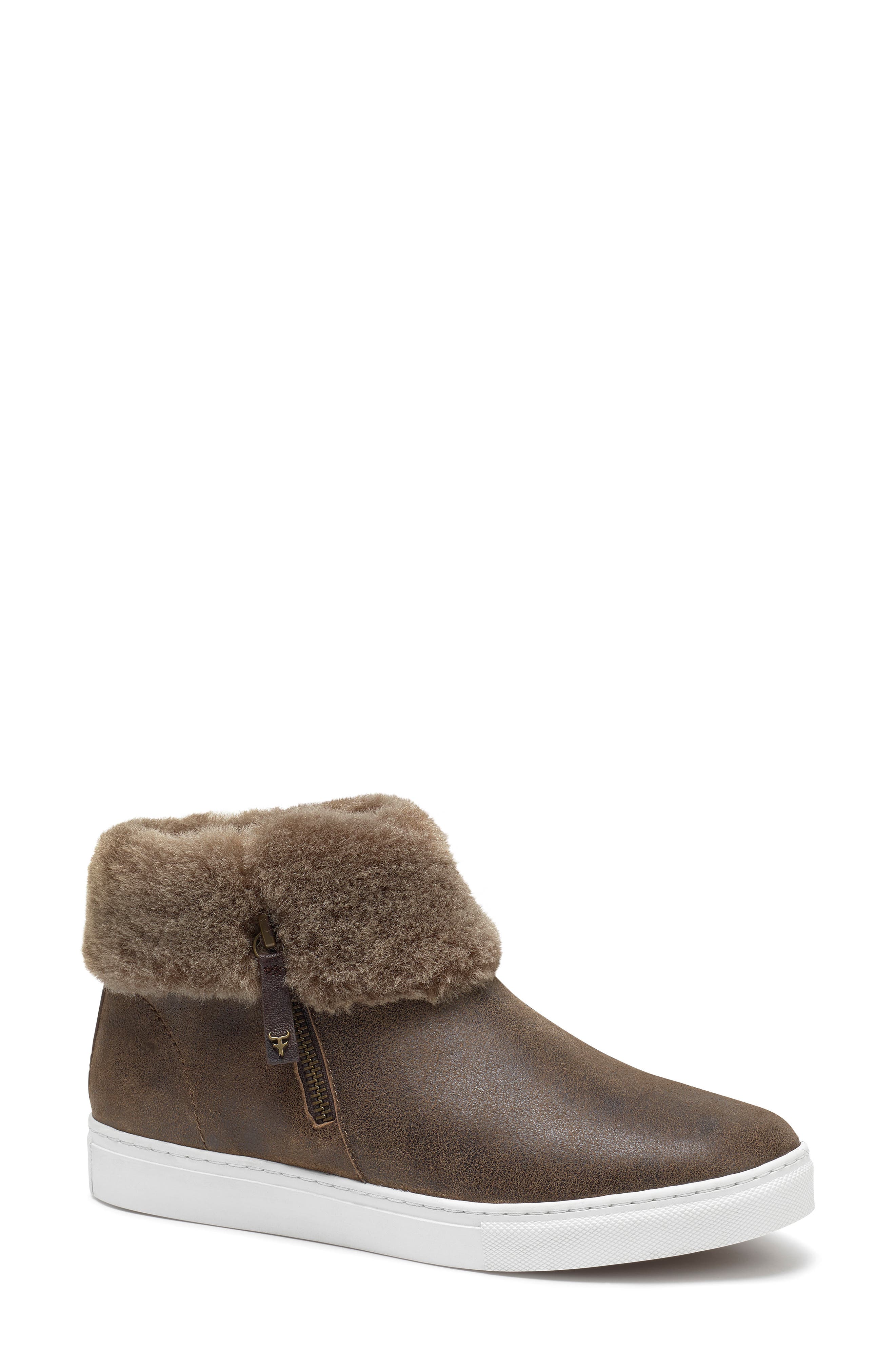 Trask Lexi Genuine Shearling Sneaker- Brown