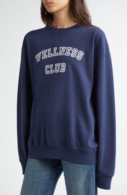 Shop Sporty And Rich Sporty & Rich Wellness Club Cotton Graphic Sweatshirt In Navy