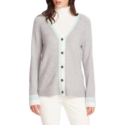 Court & Rowe Stripe Trim Cardigan, Grey