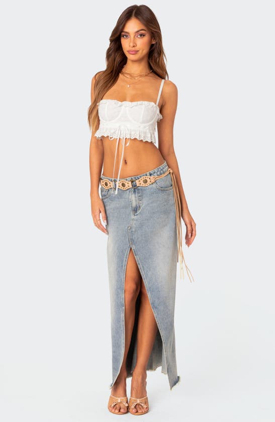 Shop Edikted Mandy Eyelet Crop Cotton Camisole In White