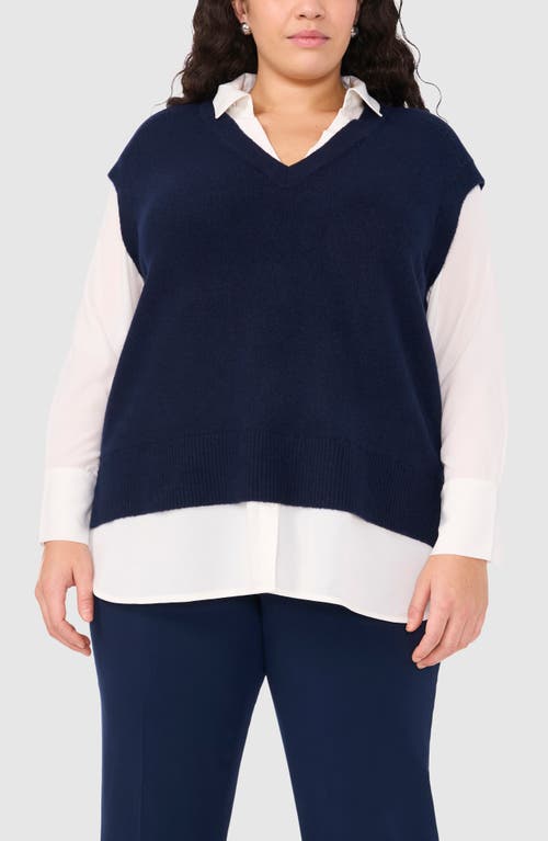 Halogenr Halogen(r) Layered Look Sweater Vest In Classic Navy