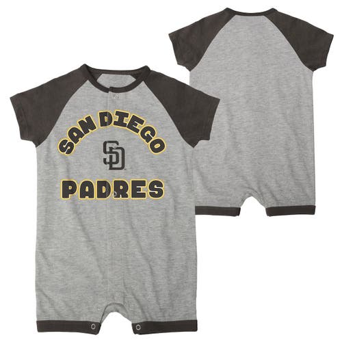 Outerstuff Infant Heather Gray San Diego Padres Extra Base Hit Raglan Full-Snap Romper
