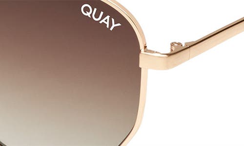 Shop Quay Big Time 54mm Gradient Round Sunglasses In Brushed Gold/brown