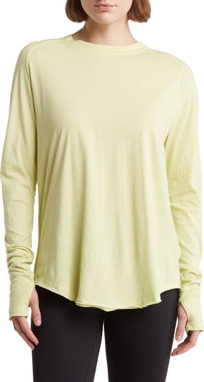 womens long sleeve relaxed raglan top | mushrooms | raw edge organic cotton