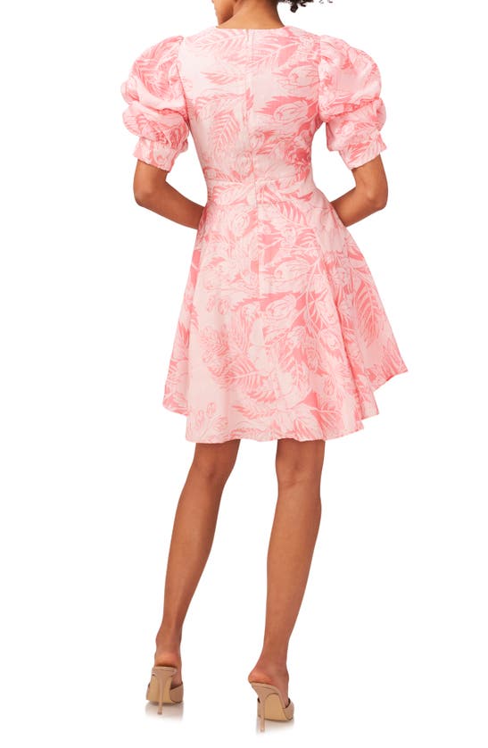 Shop 1.state Floral Tiered Bubble Sleeve Minidress In Rose Gauze
