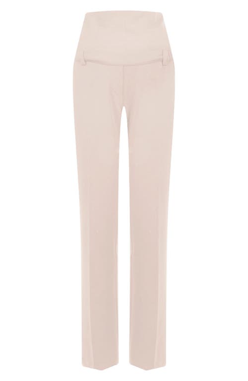 Pietro Brunelli Noah Adjustable Waist Straight Leg Maternity Pants In Medium Beige