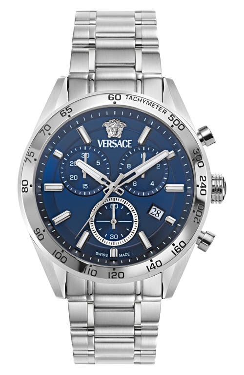 Shop Versace V-code Chronograph Bracelet Watch, 41mm In Stainless Steel