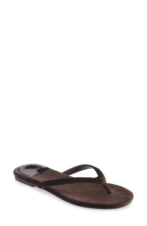 Shop Jeffrey Campbell Kierra Flip Flop In Dark Brown Velvet