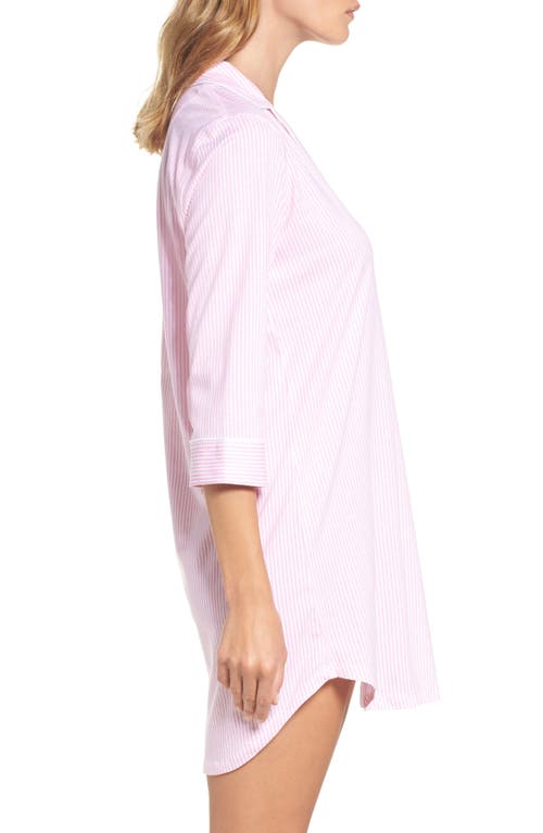 Shop Lauren Ralph Lauren Cotton Jersey Sleep Shirt In Lagoon Pink/white Stripe