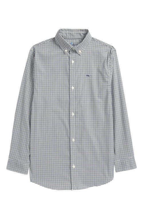 vineyard vines On-The-Go brrrº Check Button-Down Shirt in Cypress at Nordstrom, Size 2 T