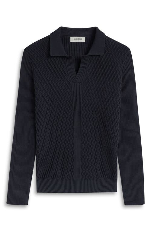 Bugatchi Merino Wool Johnny Collar Sweater In Black