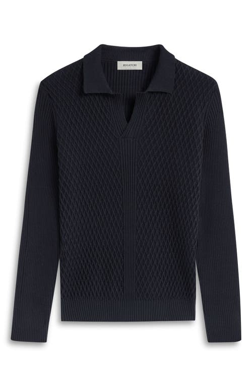 Shop Bugatchi Merino Wool Johnny Collar Sweater In Black