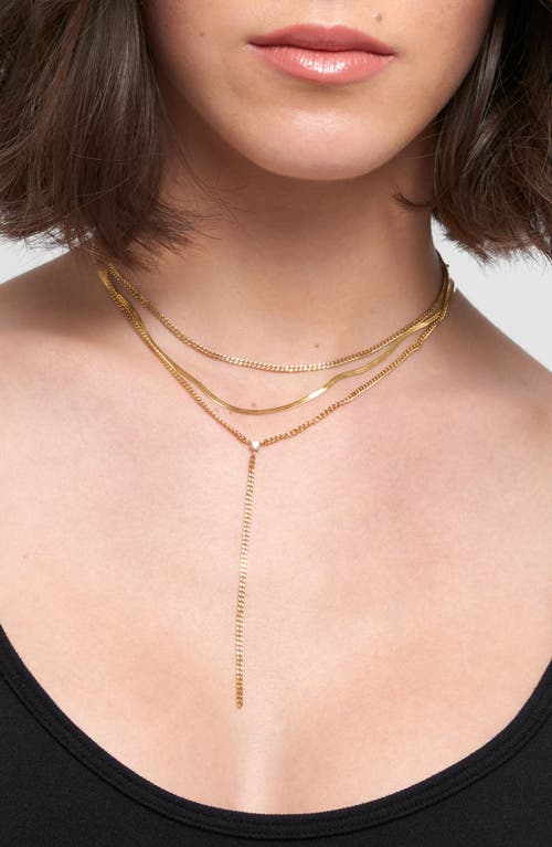 Adornia 3-piece Mixed Chain Necklace Set In Gold