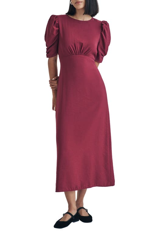 Nobody's Child Evie Puff Elbow Sleeve Midi Dress in Red 