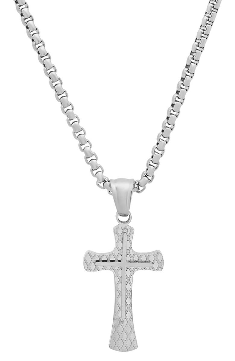HMY JEWELRY Men's Stainless Steel Lattice Cross Pendant Necklace |  Nordstromrack